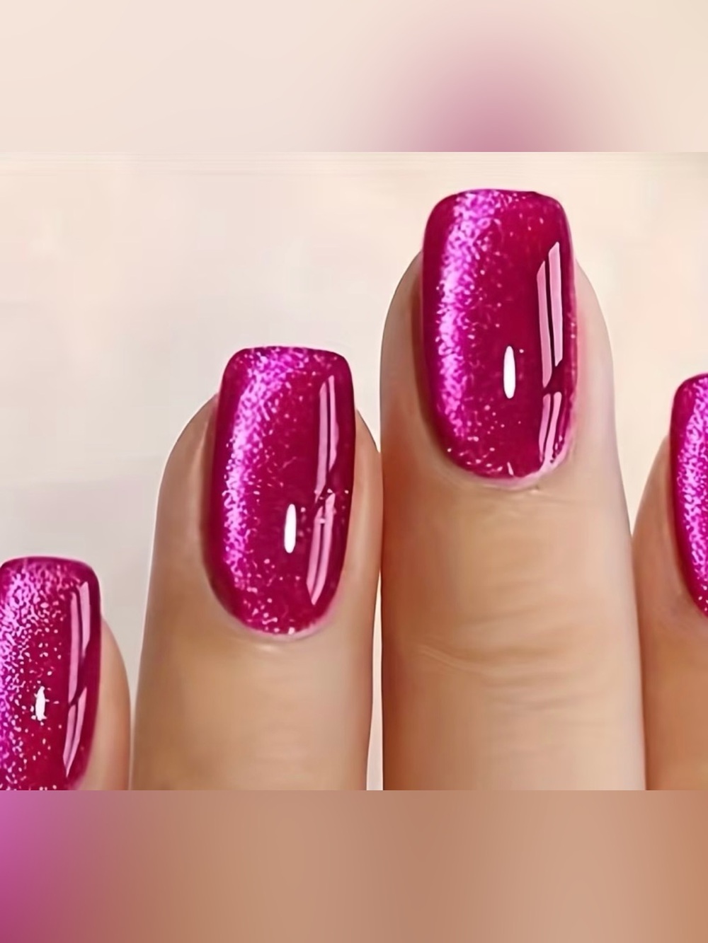 Rose Red Cat Eye Press On Nails 24 PCs